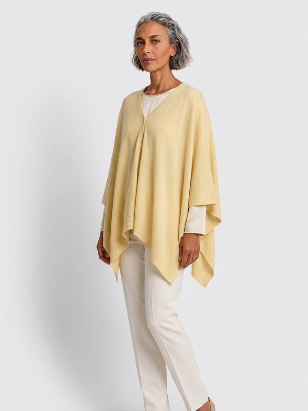 Muji yellow wrap / shawl /poncho with buttons nwt